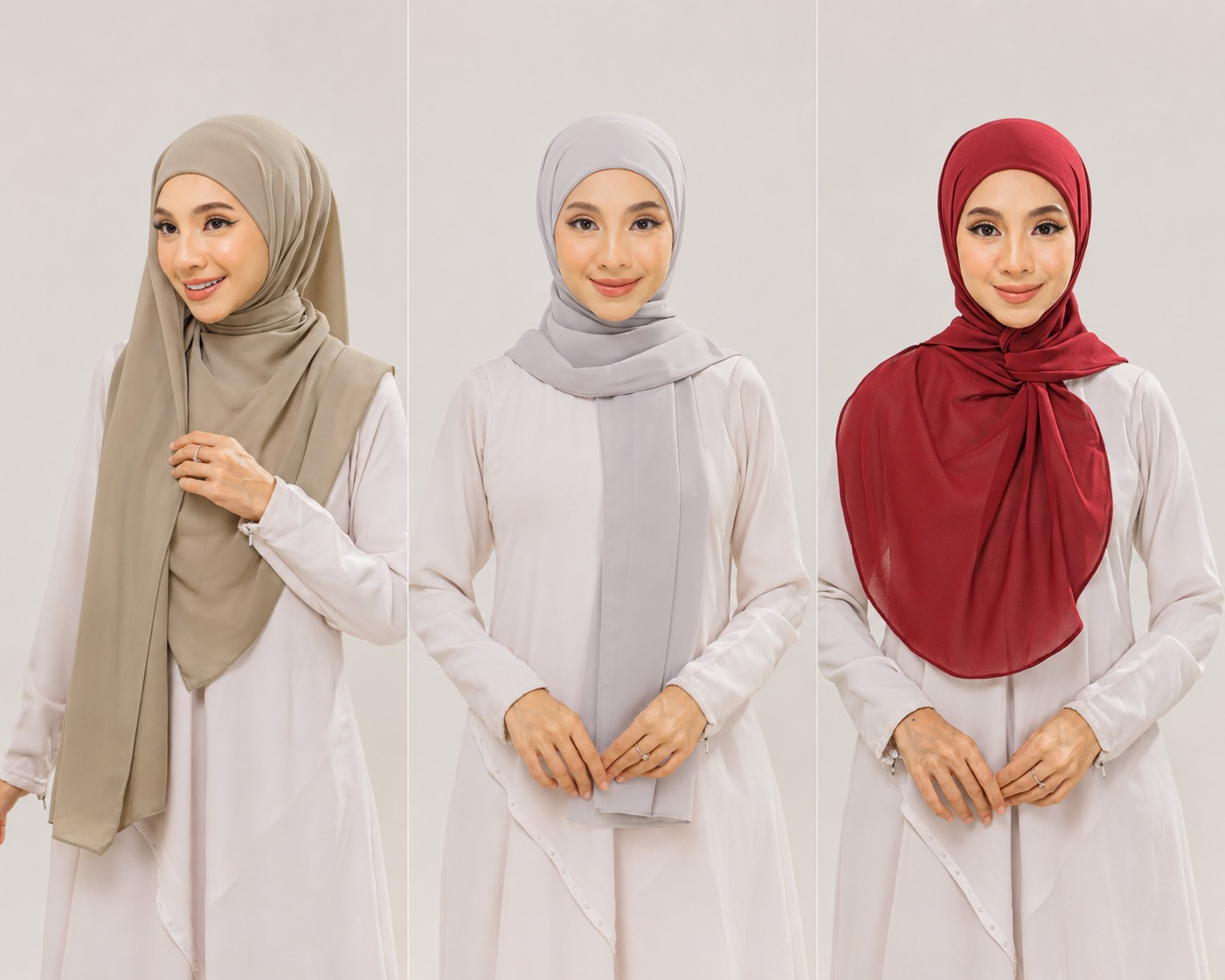 Three women wearing Hijab Republic hijabs
